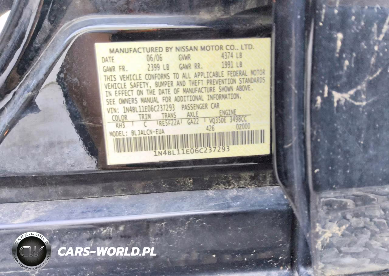 2006 Nissan Altima 3.5 Se VIN:1N4BL11E06C237293 - 12