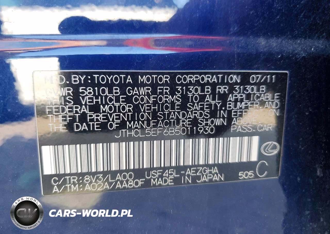 2011 Lexus Ls 460 VIN:JTHCL5EF6B5011930 - 12