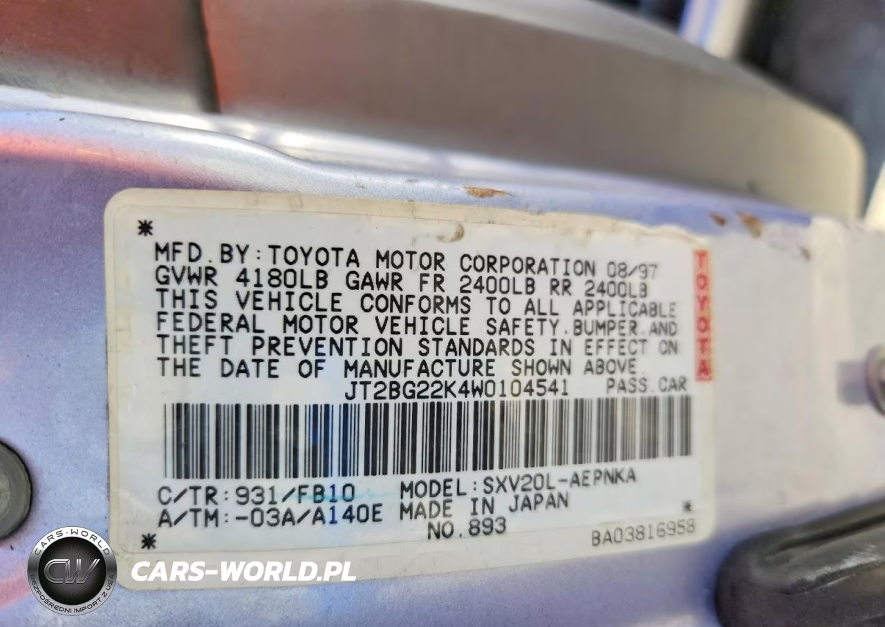 1998 Toyota Camry Le VIN:JT2BG22K4W0104541 - 12