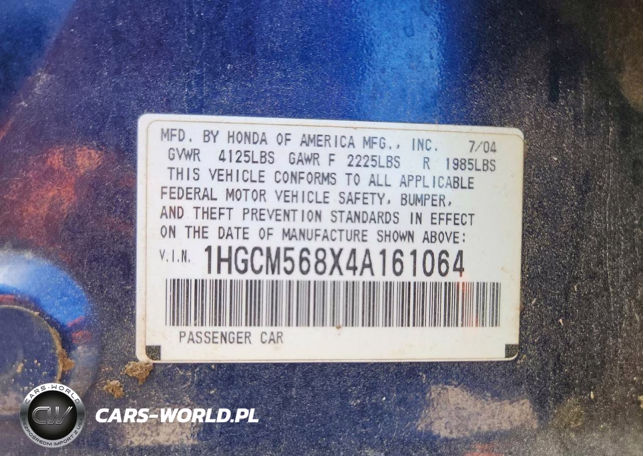 2004 Honda Accord Ex VIN:1HGCM568X4A161064 - 12