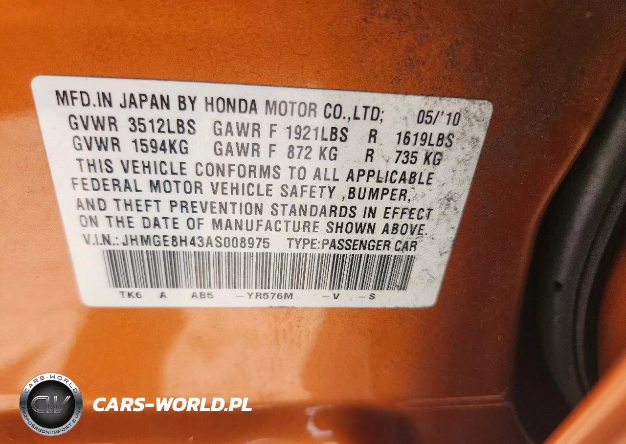 2010 Honda Fit Sport VIN:JHMGE8H43AS008975 - 12