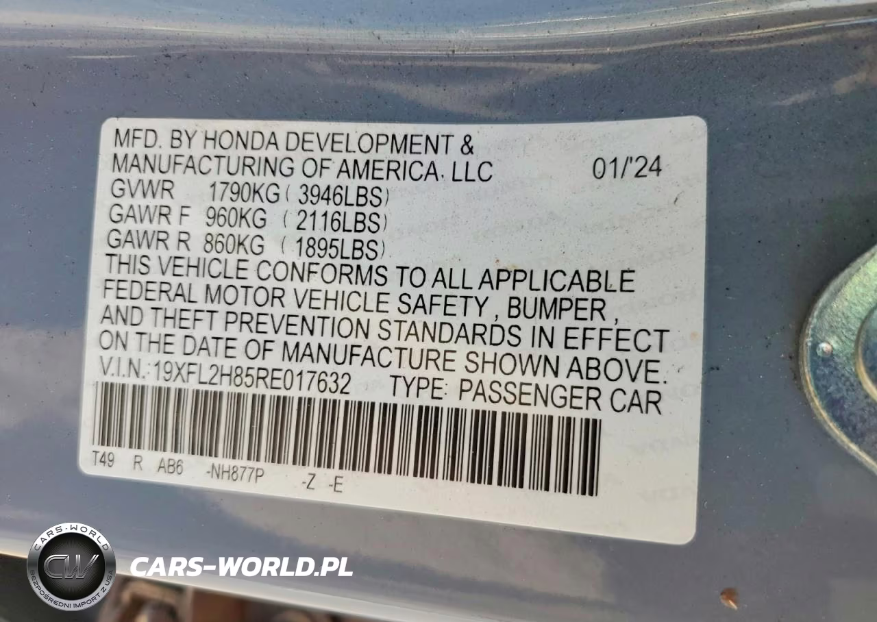 2024 Honda Civic Sport VIN:19XFL2H85RE017632 - 13
