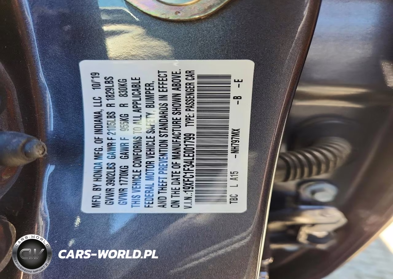 2020 Honda Civic Ex VIN:19XFC1F34LE001799 - 12