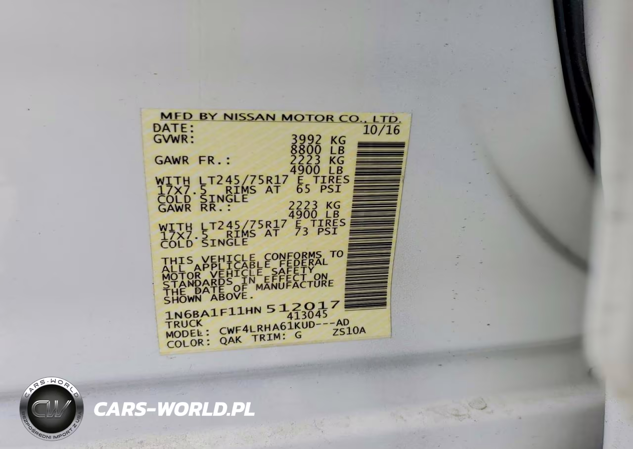 2017 Nissan Titan Xd S VIN:1N6BA1F11HN512017 - 12