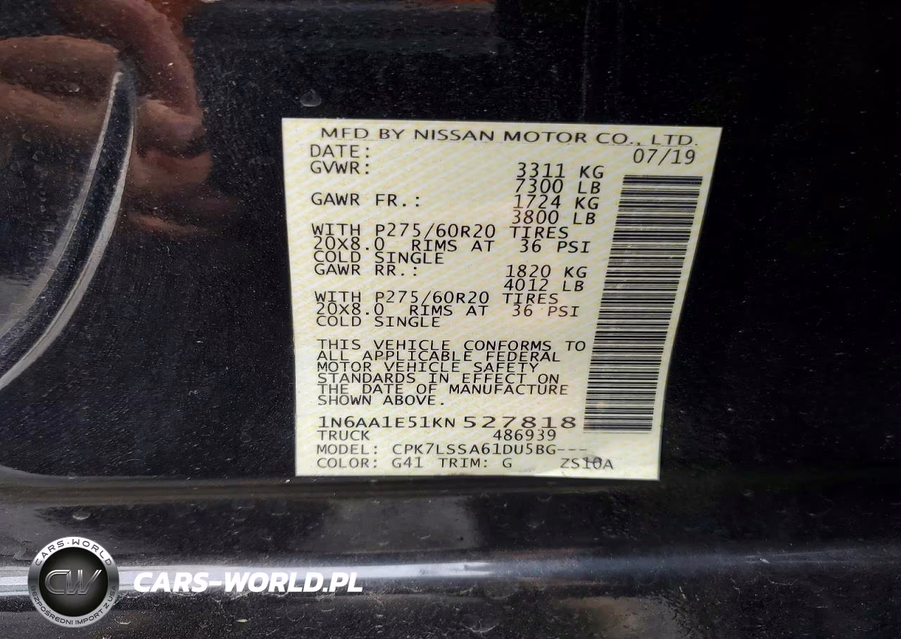2019 Nissan Titan Sv VIN:1N6AA1E51KN527818 - 12