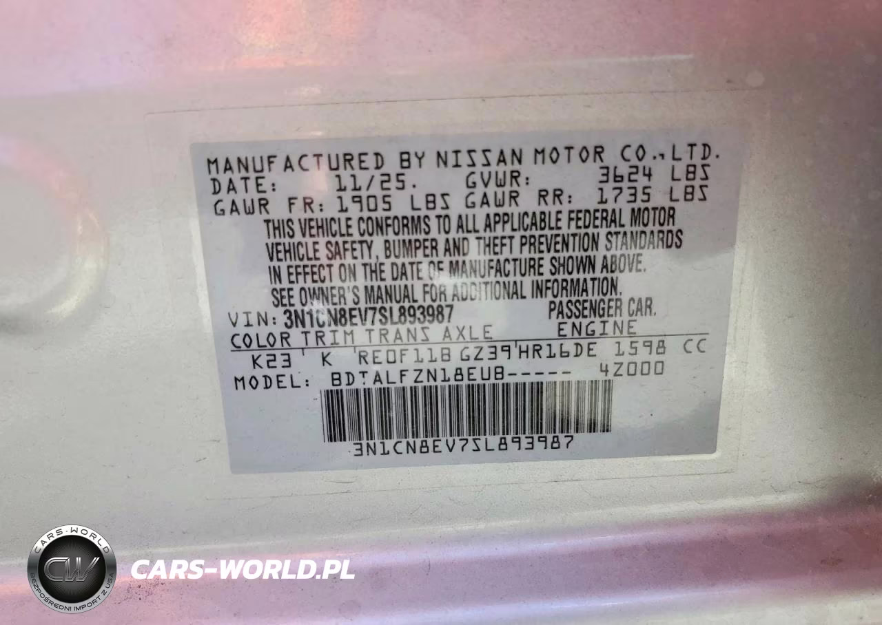 2025 Nissan Versa Sv VIN:3N1CN8EV7SL893987 - 12
