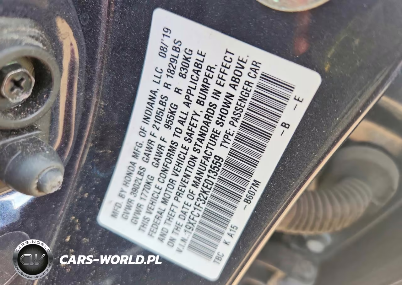 2019 Honda Civic Ex VIN:19XFC1F32KE013559 - 13