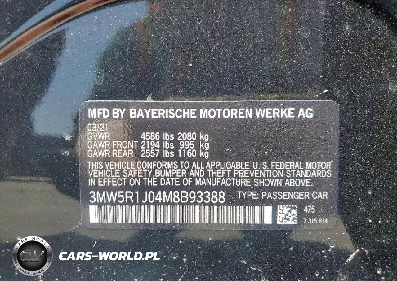 2021 BMW 330I VIN:3MW5R1J04M8B93388 - 12