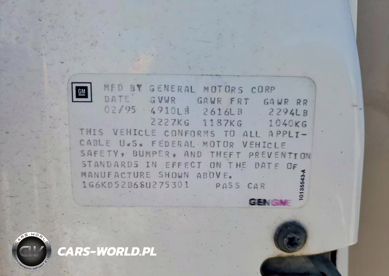 1995 Cadillac Deville VIN:1G6KD52B6SU275301 - 12