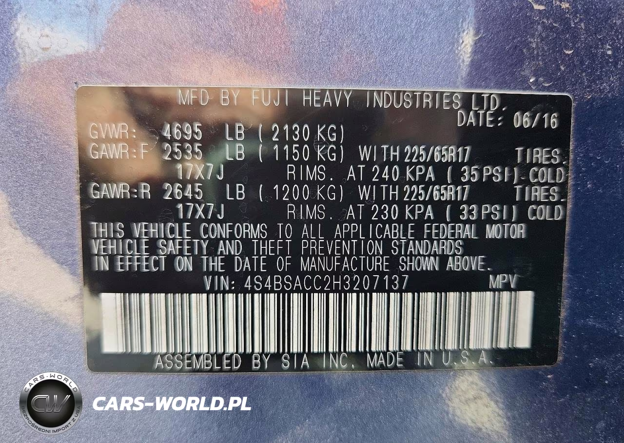 2017 Subaru Outback 2.5I Premium VIN:4S4BSACC2H3207137 - 13