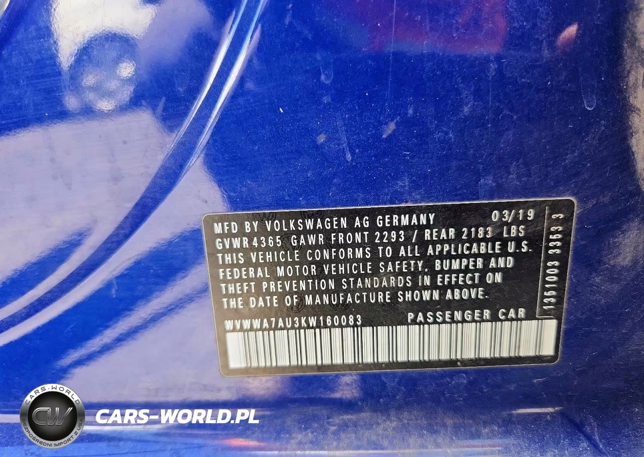 2019 Volkswagen Golf R VIN:WVWWA7AU3KW160083 - 13