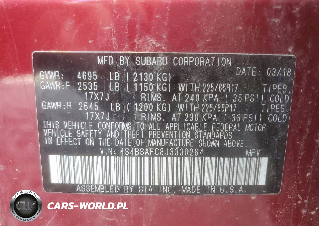 2018 Subaru Outback 2.5I Premium VIN:4S4BSAFC8J3330264 - 13