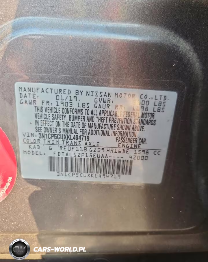 2019 Nissan Kicks Sv VIN:3N1CP5CUXKL494719 - 14