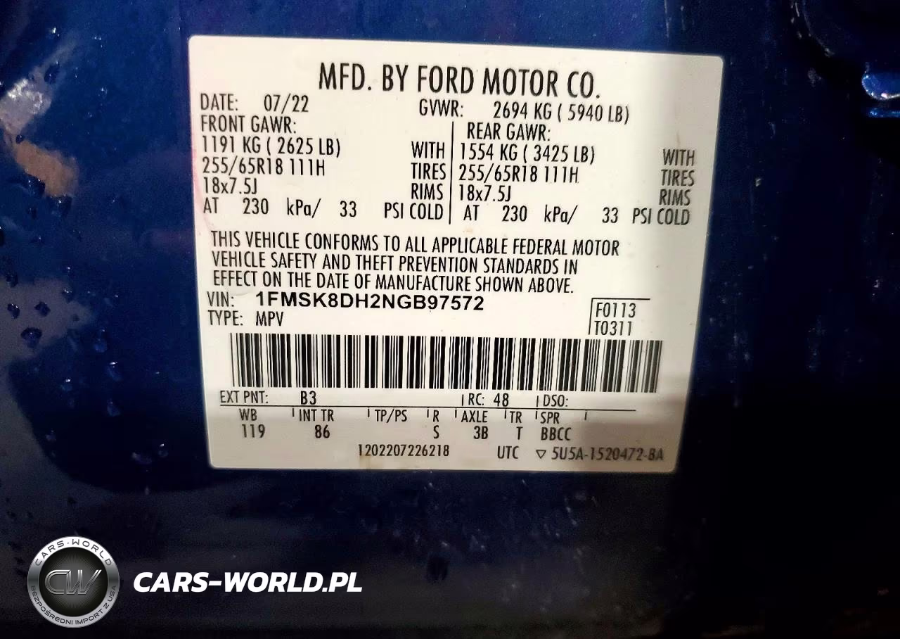 2022 Ford Explorer Xlt VIN:1FMSK8DH2NGB97572 - 12
