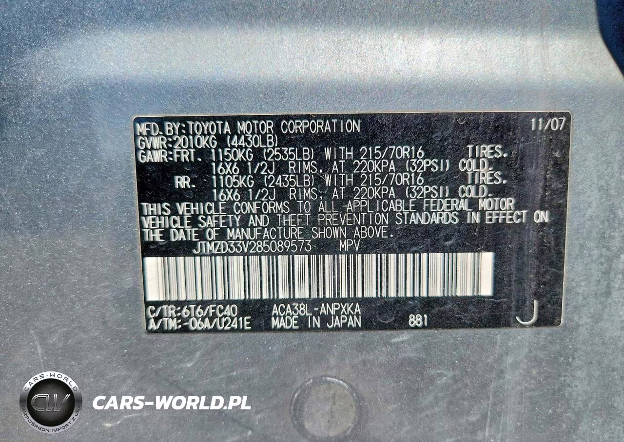 2008 Toyota Rav4 Base VIN:JTMZD33V285089573 - 12