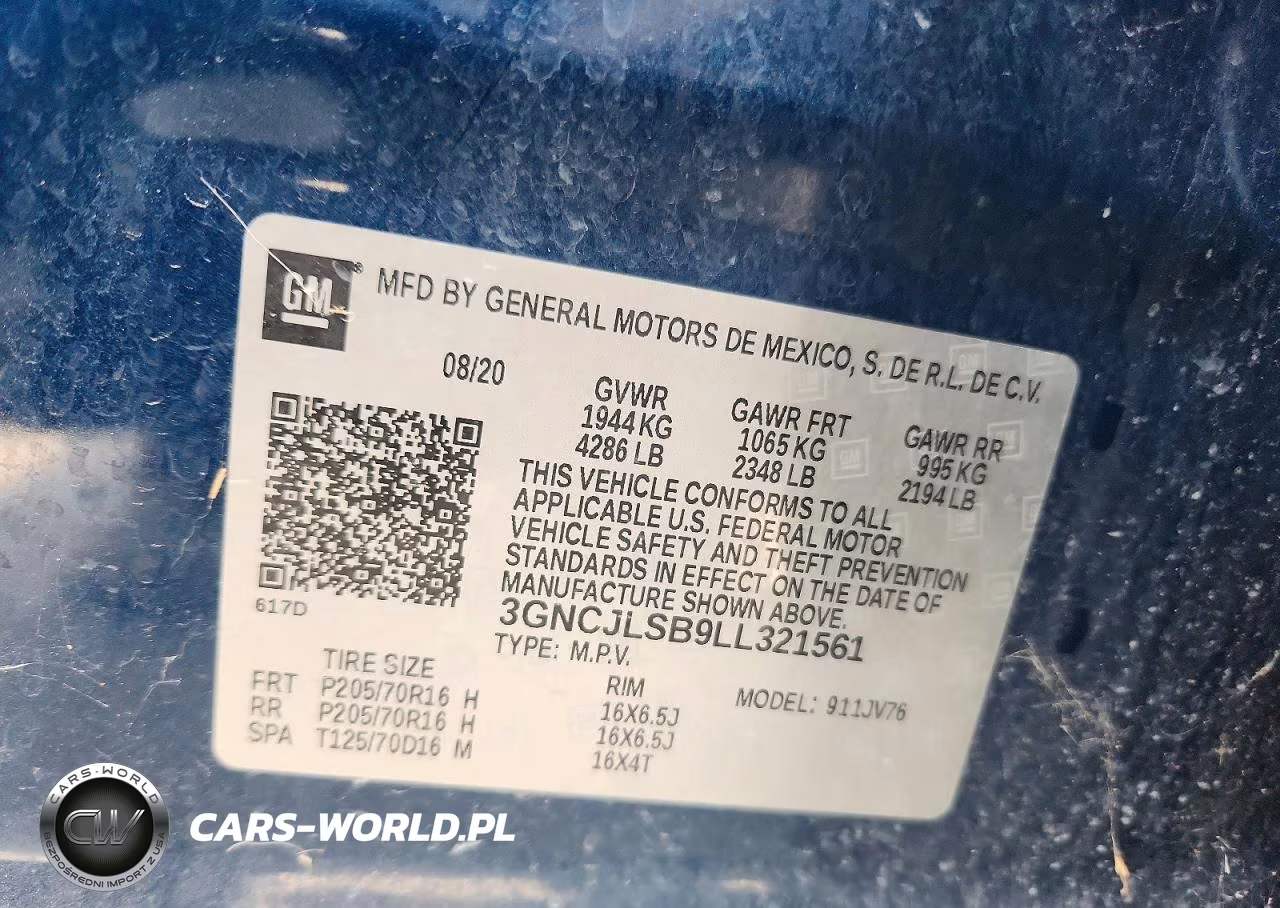 2020 Chevrolet Trax 1Lt VIN:3GNCJLSB9LL321561 - 14