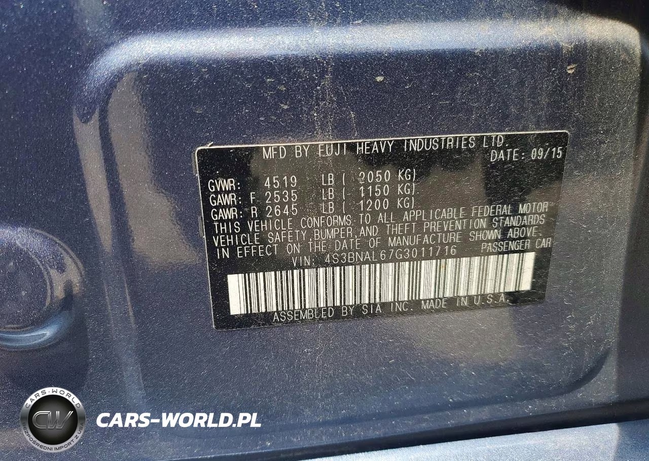 2016 Subaru Legacy 2.5I Limited VIN:4S3BNAL67G3011716 - 13