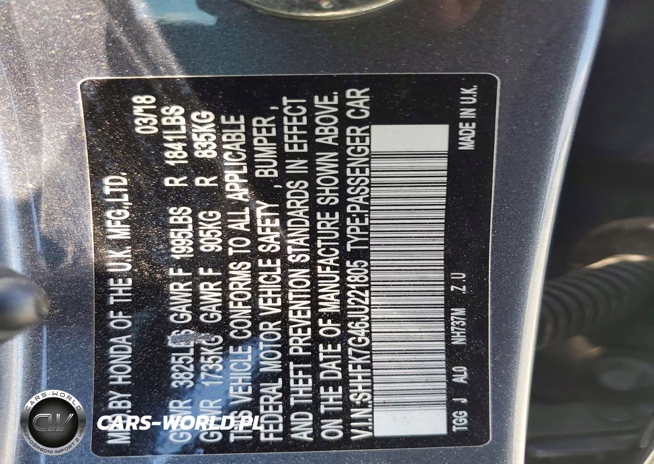 2018 Honda Civic Sport VIN:SHHFK7G46JU221805 - 12