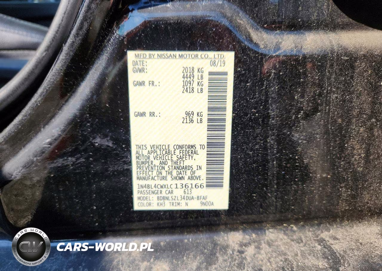 NISSAN ALTIMA SR VIN:1N4BL4CWXLC136166 - 12