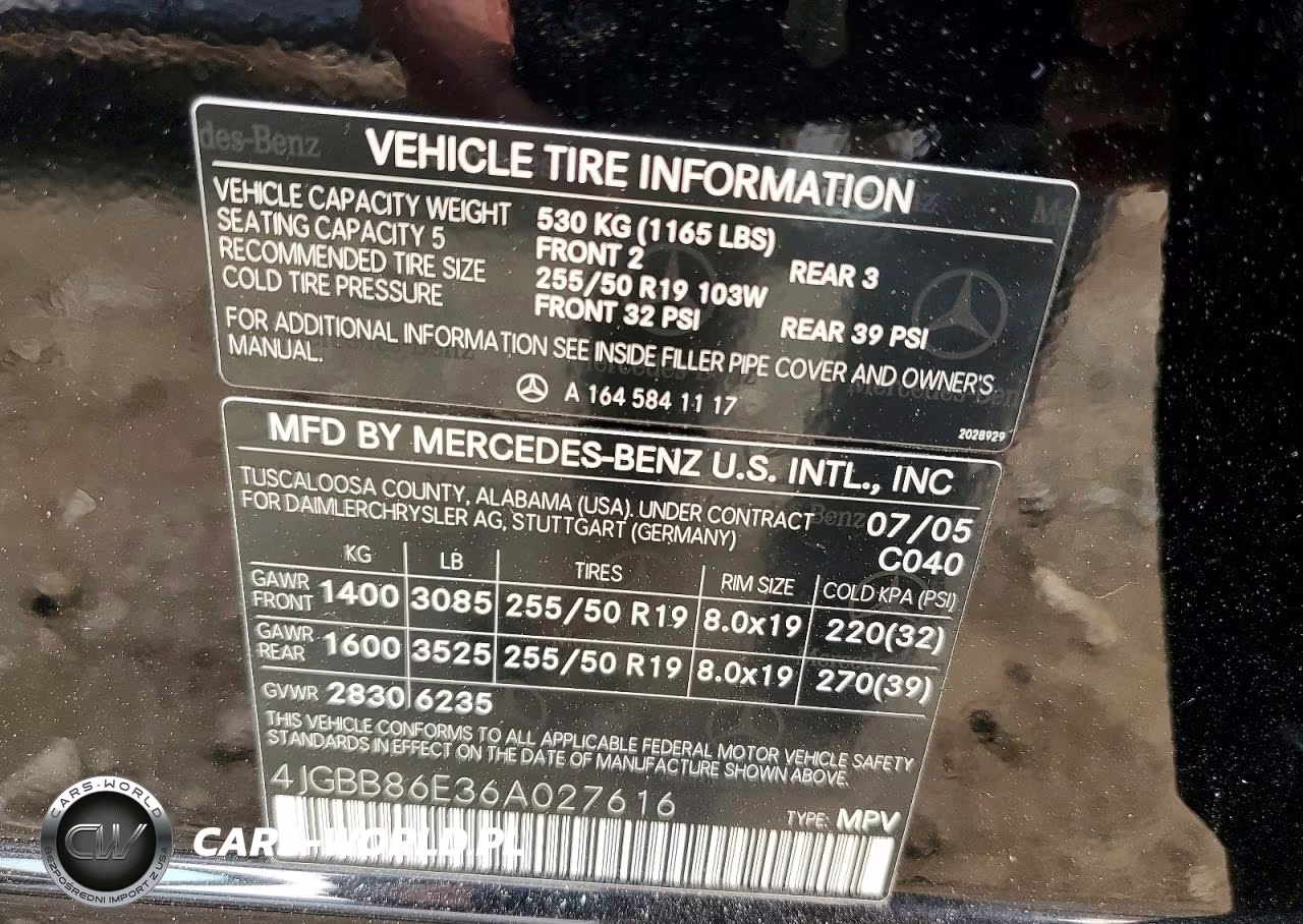 2006 Mercedes-Benz Ml 350 VIN:4JGBB86E36A027616 - 12