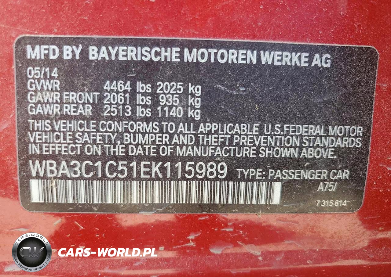 2014 BMW 328 I Sulev VIN:WBA3C1C51EK115989 - 12