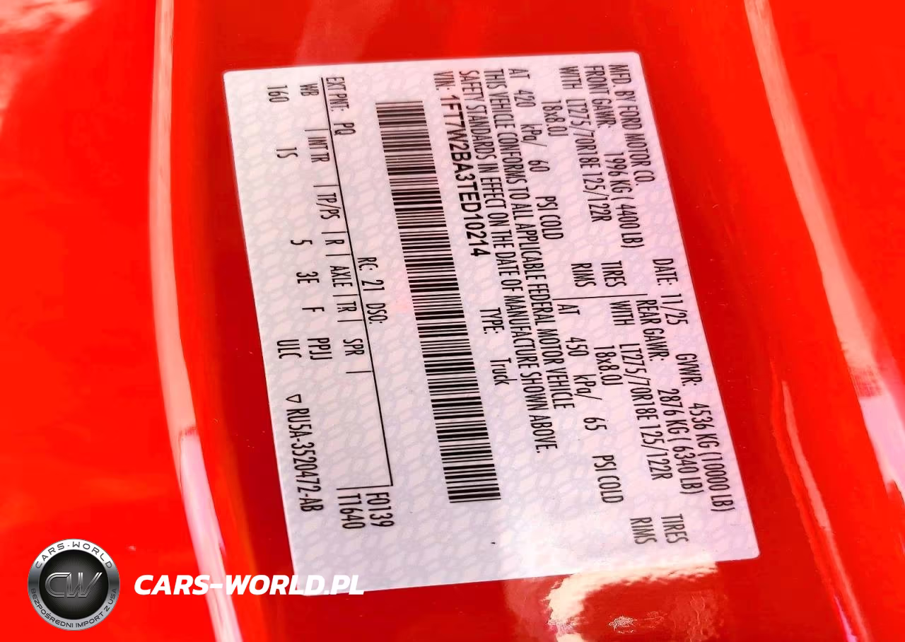 2026 Ford F250 Super Duty VIN:1FT7W2BA3TED10214 - 12