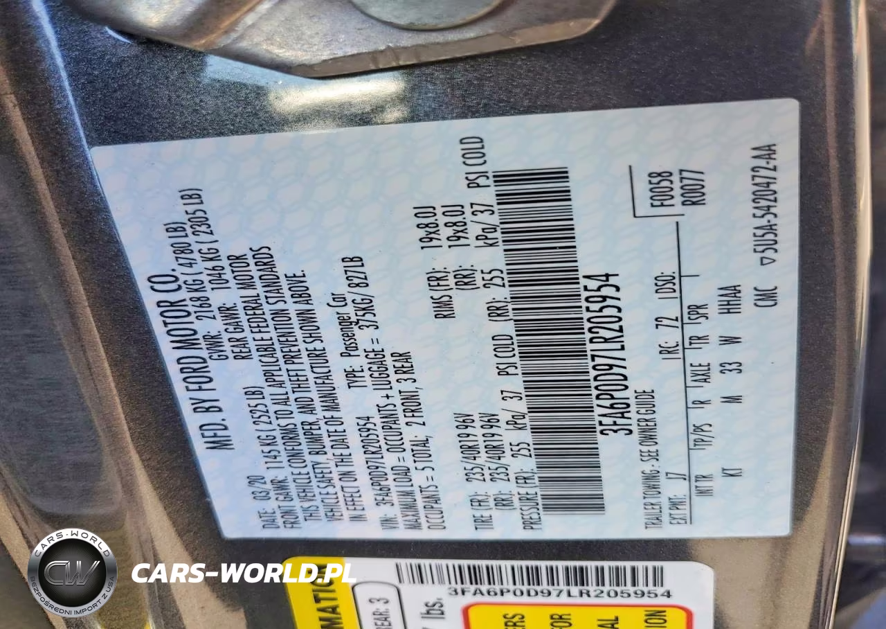 2020 Ford Fusion Titanium VIN:3FA6P0D97LR205954 - 13