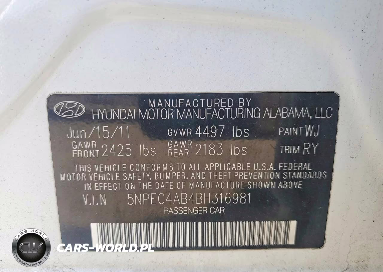 2011 Hyundai Sonata Se 2.0T VIN:5NPEC4AB4BH316981 - 12