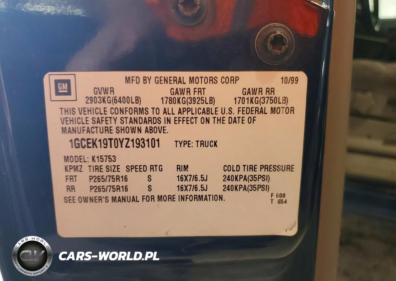 2000 Chevrolet Silverado K1500 VIN:1GCEK19T0YZ193101 - 12