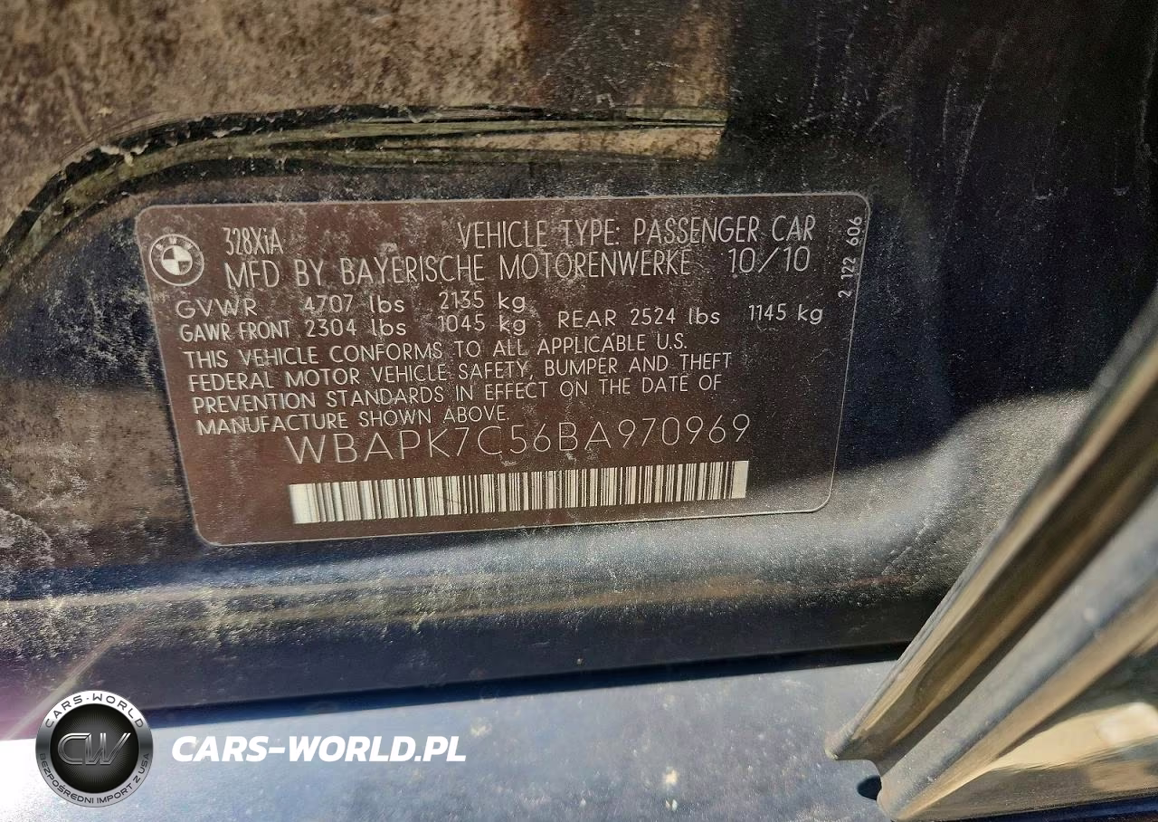 2011 BMW 328 Xi VIN:WBAPK7C56BA970969 - 12