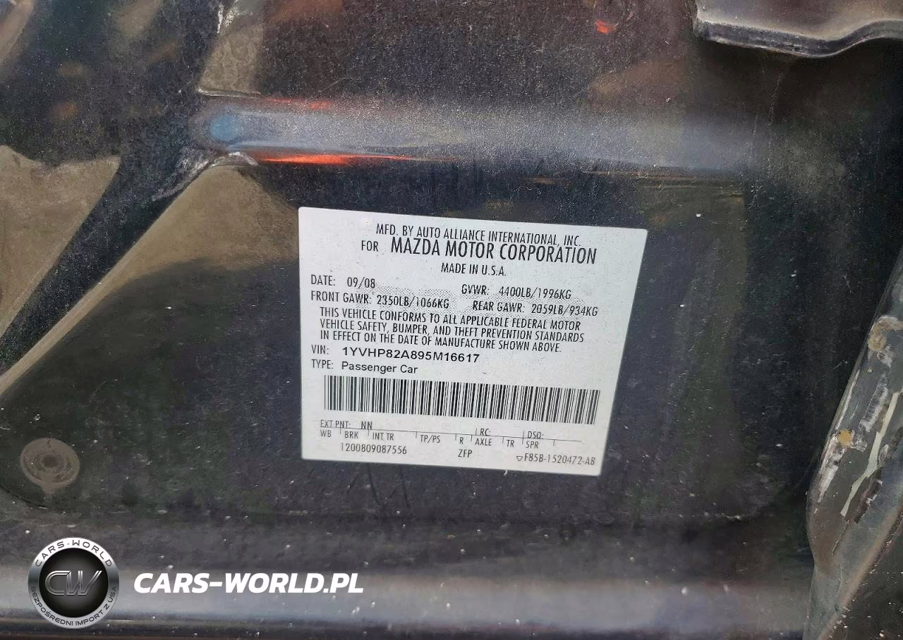 2009 Mazda 6 I VIN:1YVHP82A895M16617 - 12