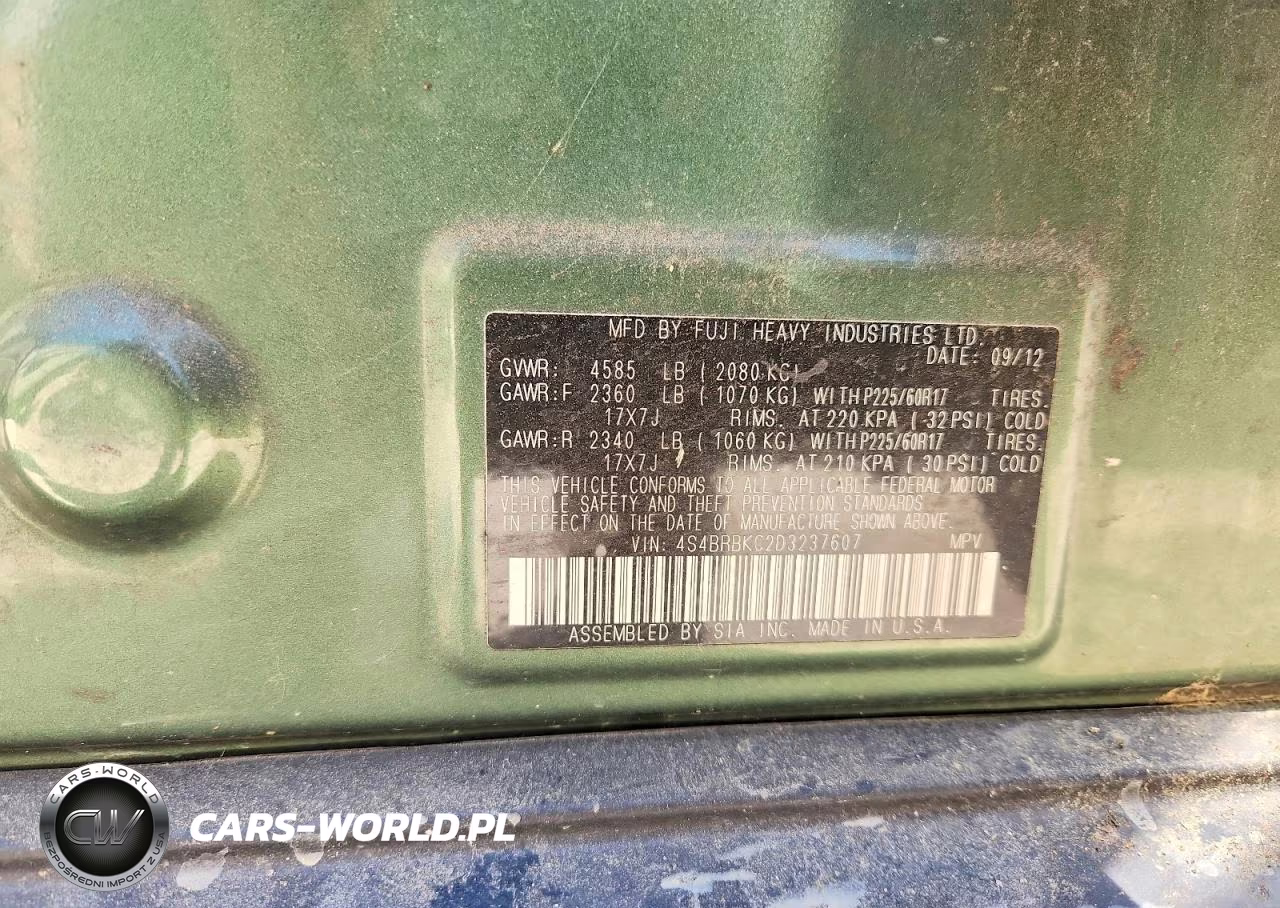 2013 Subaru Outback 2.5I Limited VIN:4S4BRBKC2D3237607 - 13