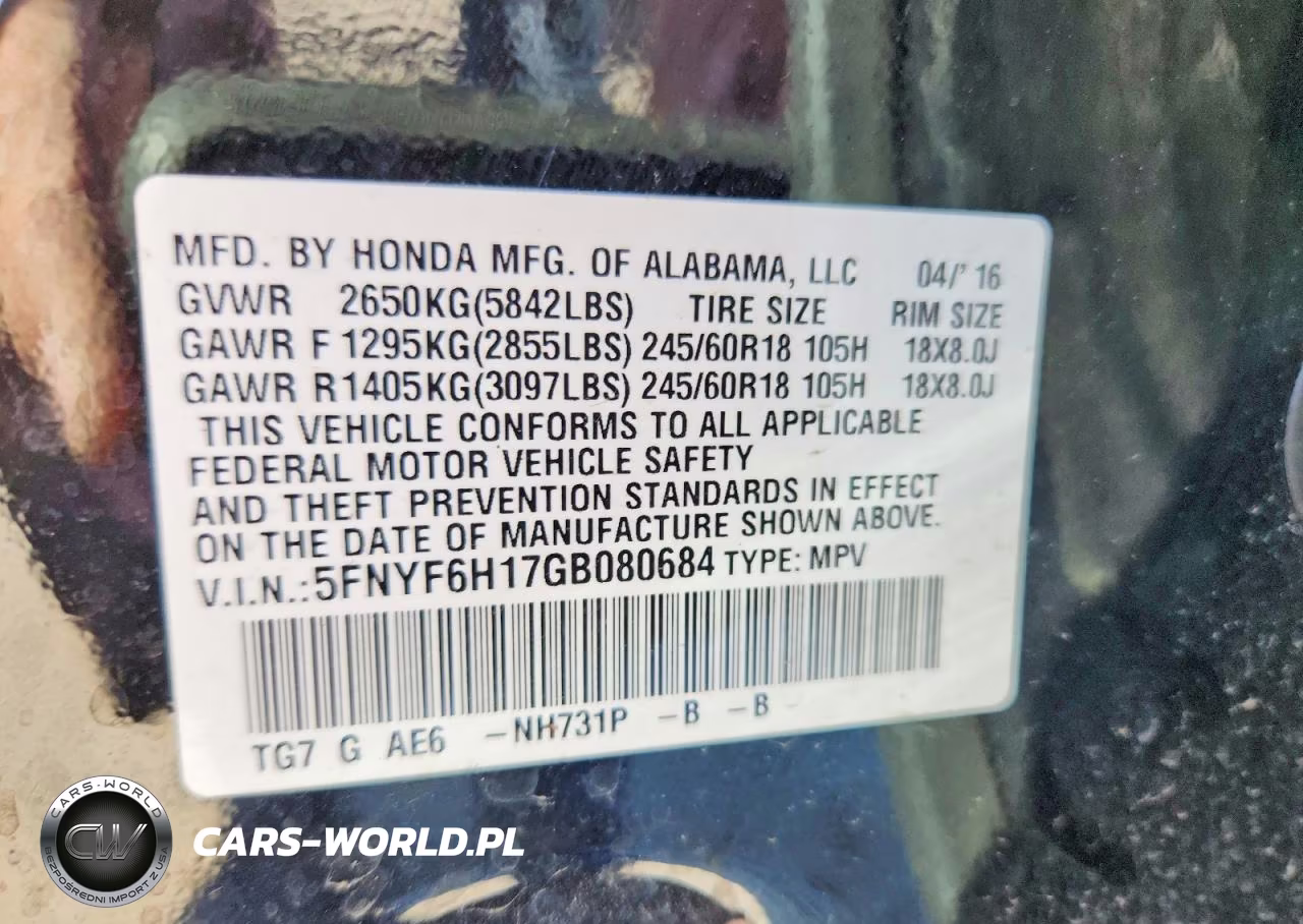 2016 Honda Pilot Lx VIN:5FNYF6H17GB080684 - 13