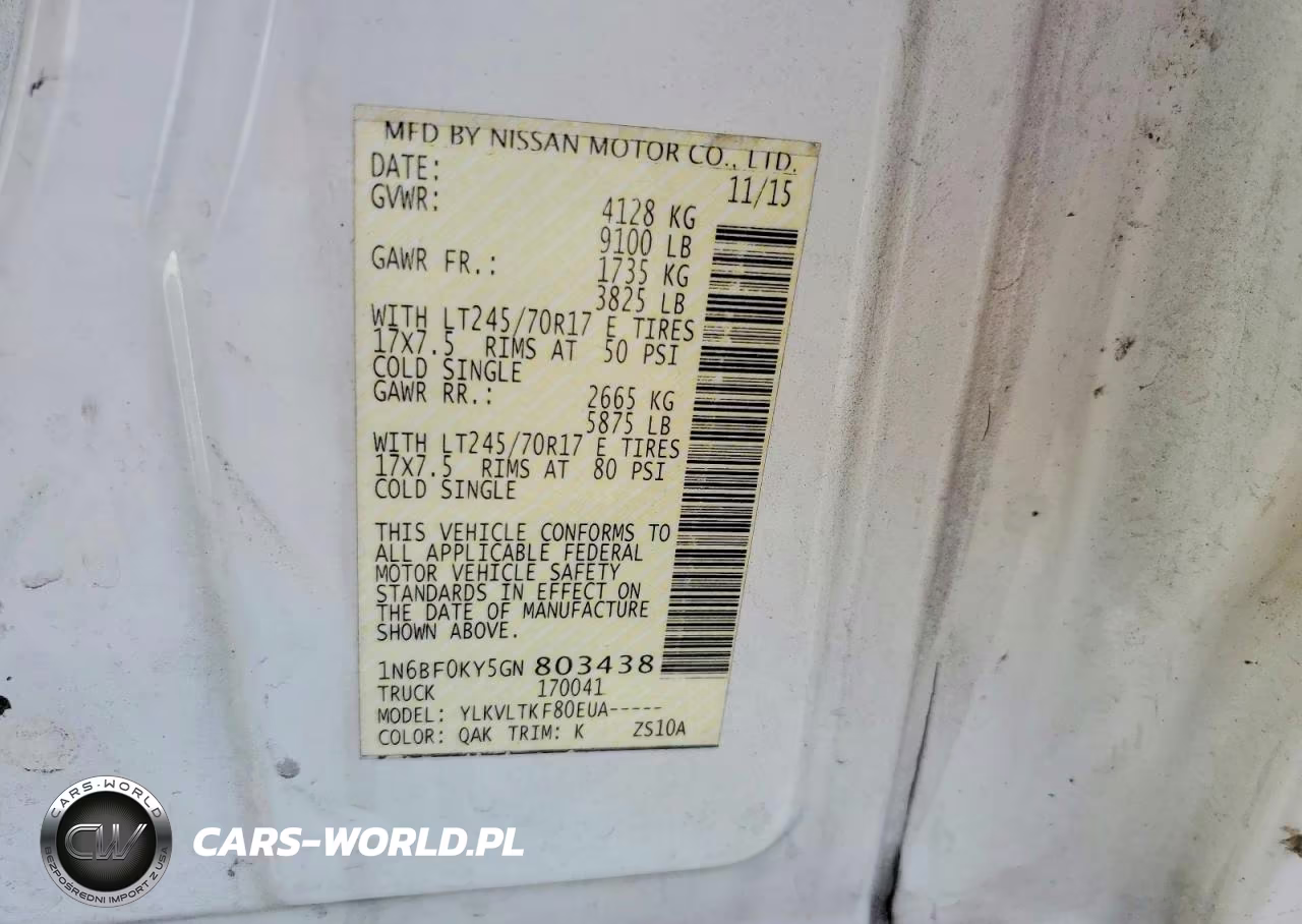 2016 Nissan Nv 2500 Hd Sv VIN:1N6BF0KY5GN803438 - 13