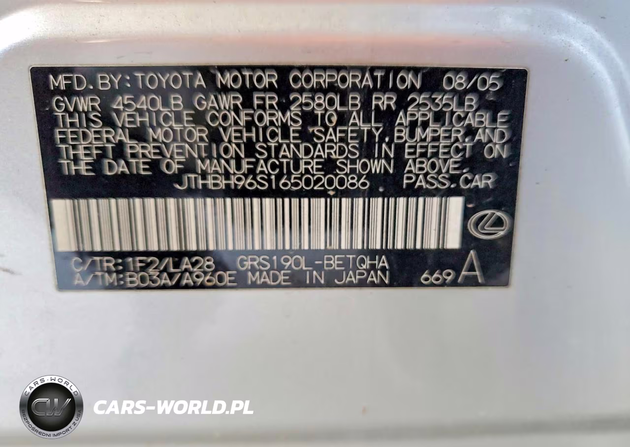 2006 Lexus Gs 300 VIN:JTHBH96S165020086 - 12