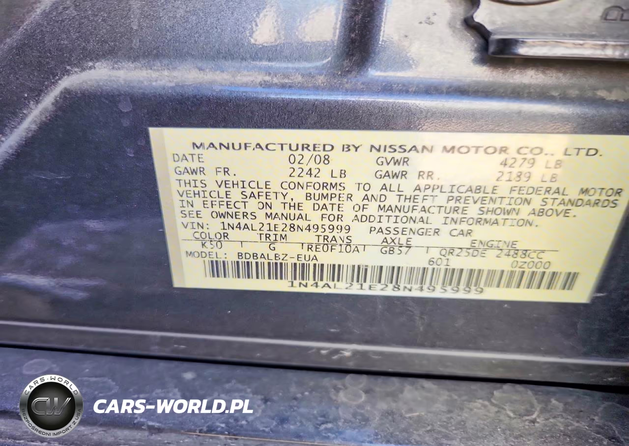 2008 Nissan Altima 2.5 VIN:1N4AL21E28N495999 - 14