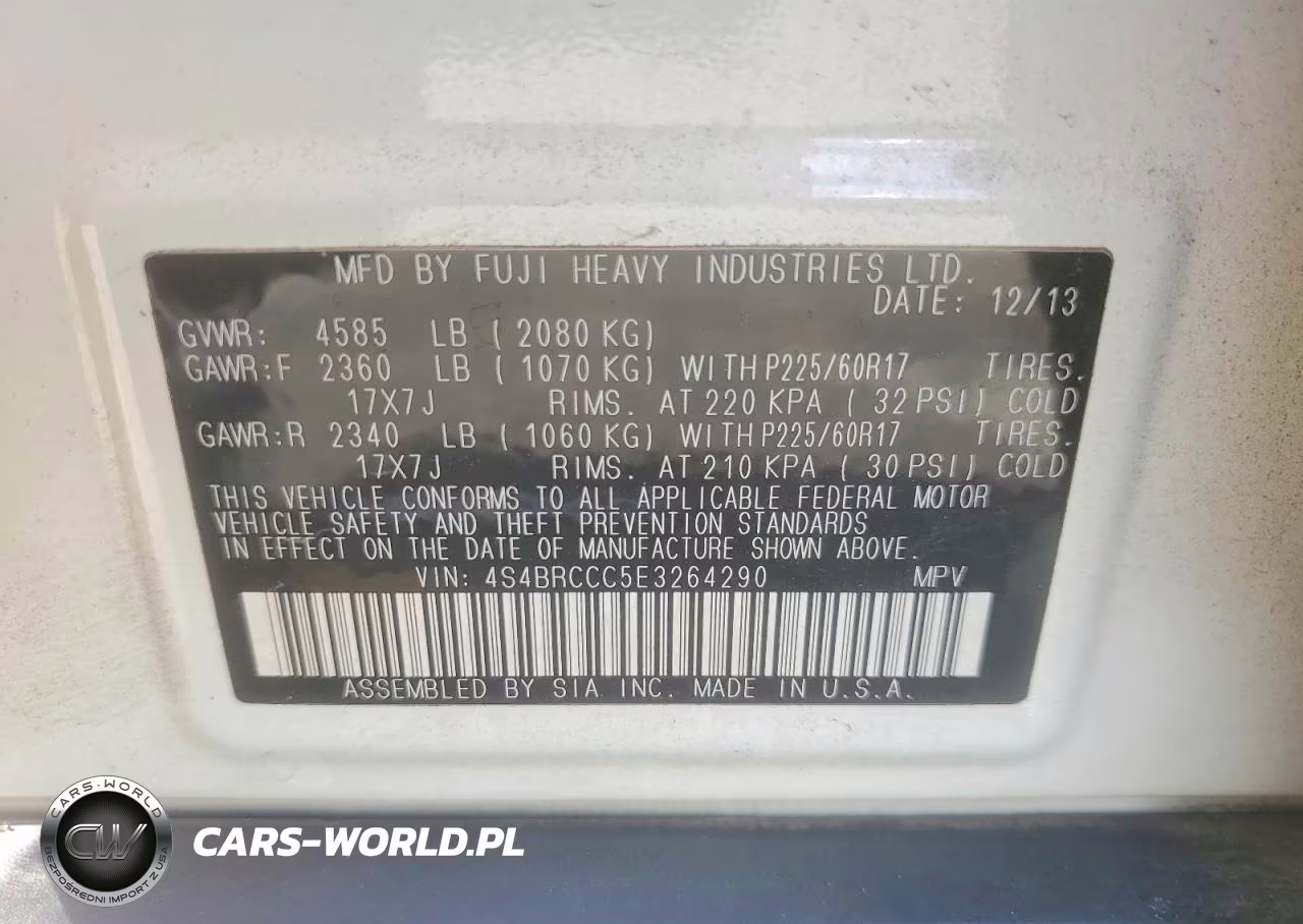 2014 Subaru Outback 2.5I Premium VIN:4S4BRCCC5E3264290 - 13