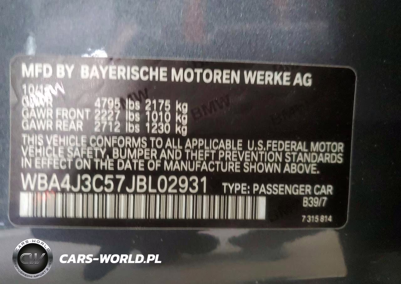 2018 BMW 430Xi Gran Coupe VIN:WBA4J3C57JBL02931 - 12