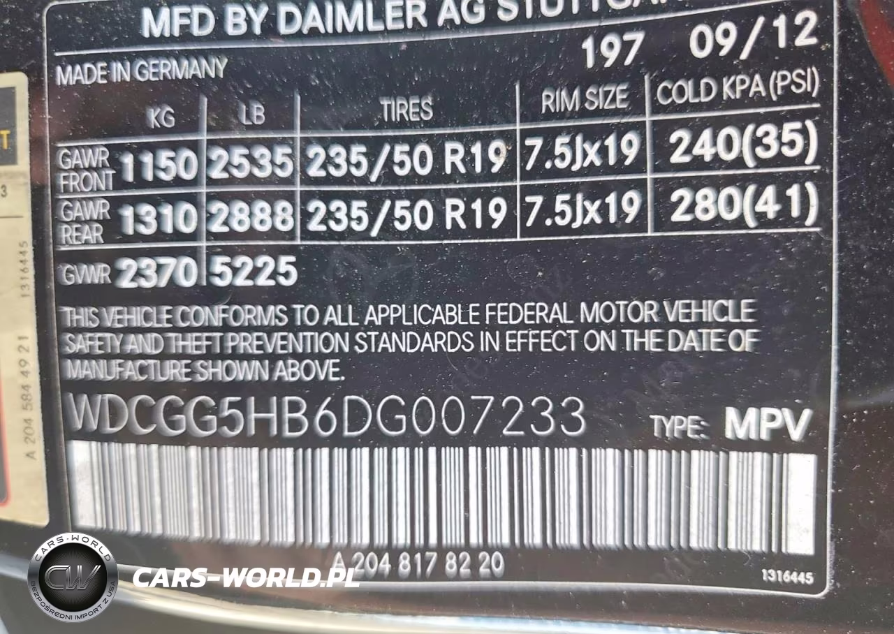 2013 Mercedes-Benz Glk 350 VIN:WDCGG5HB6DG007233 - 12