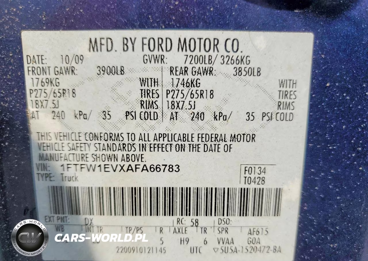 2010 Ford F150 Supercrew VIN:1FTFW1EVXAFA66783 - 12
