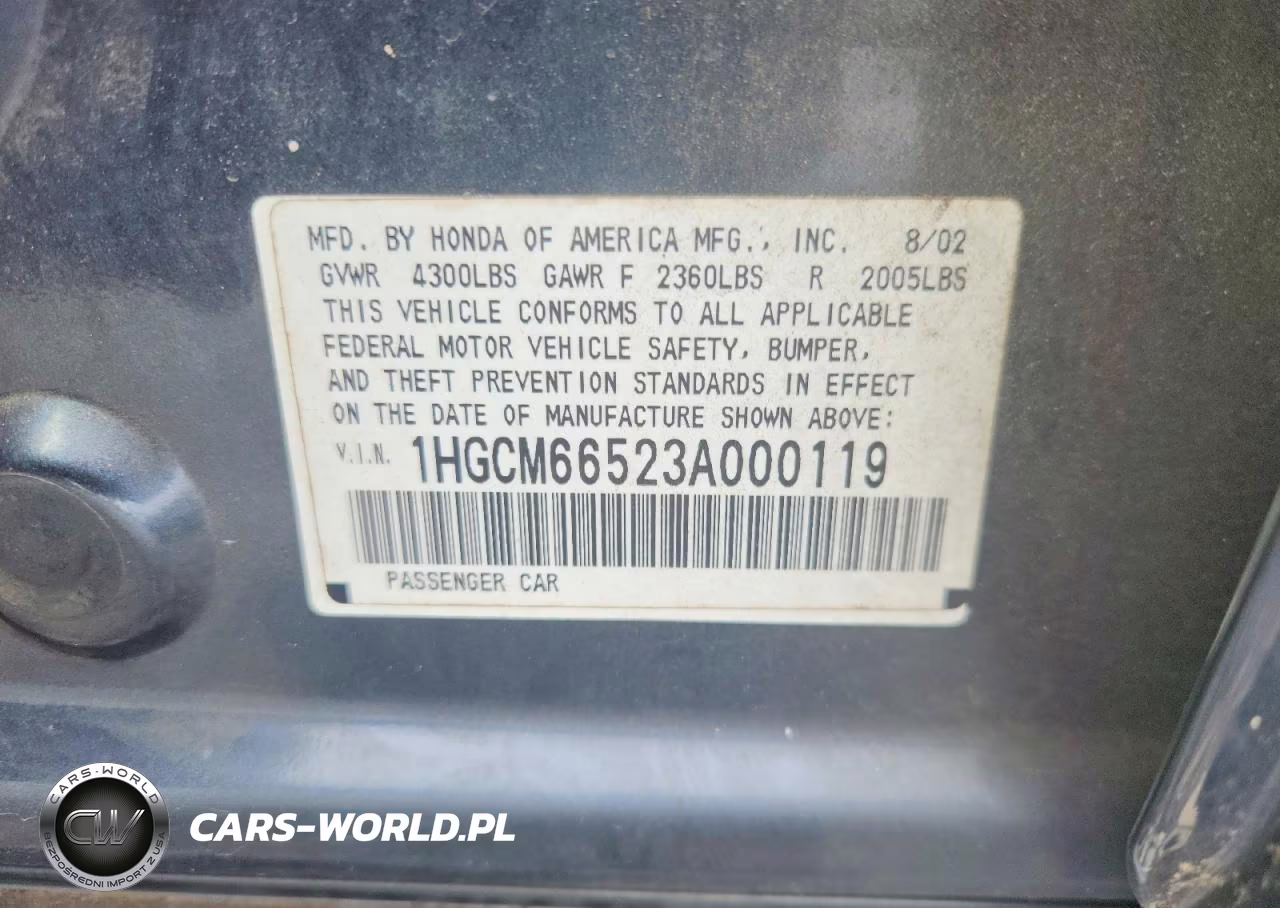 2003 Honda Accord Ex VIN:1HGCM66523A000119 - 12
