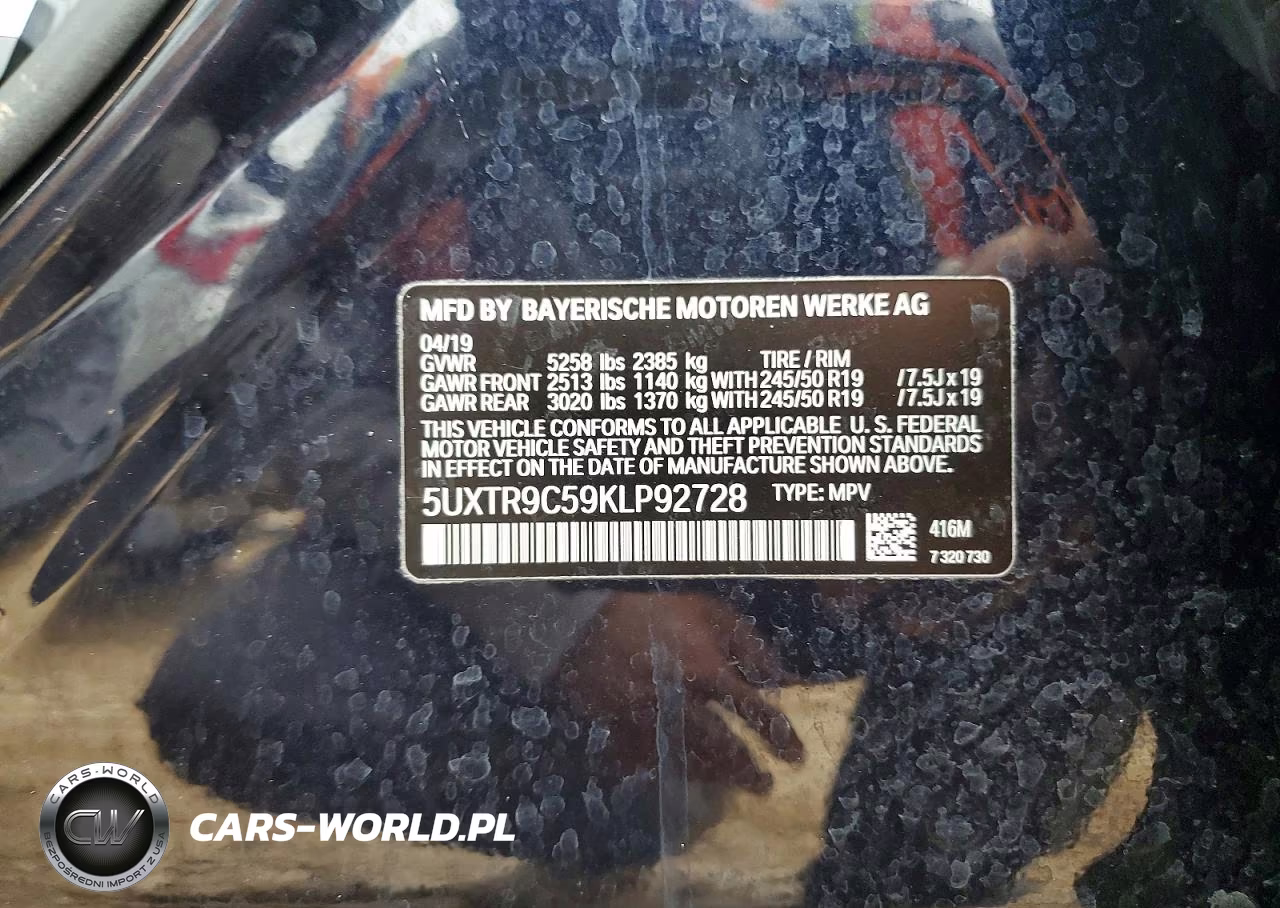 2019 BMW X3 xDrive30I VIN:5UXTR9C59KLP92728 - 13