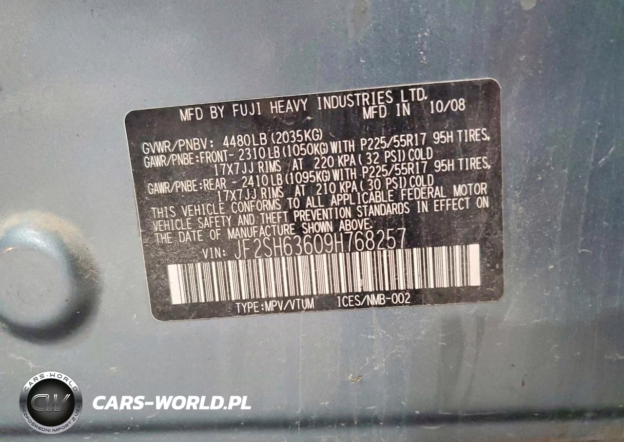 2009 Subaru Forester 2.5X Premium VIN:JF2SH63609H768257 - 13