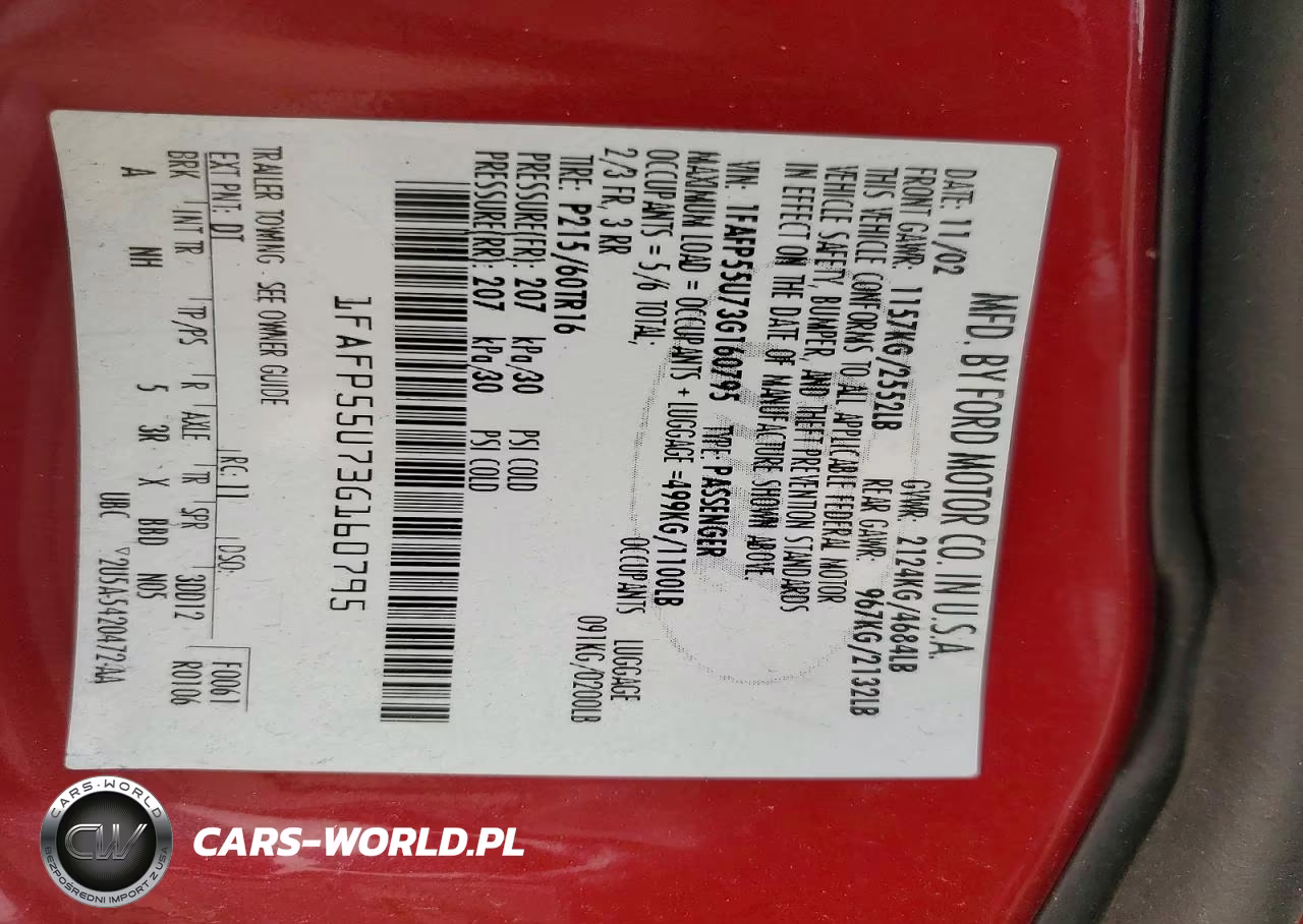 2003 Ford Taurus Ses VIN:1FAFP55U73G160795 - 12