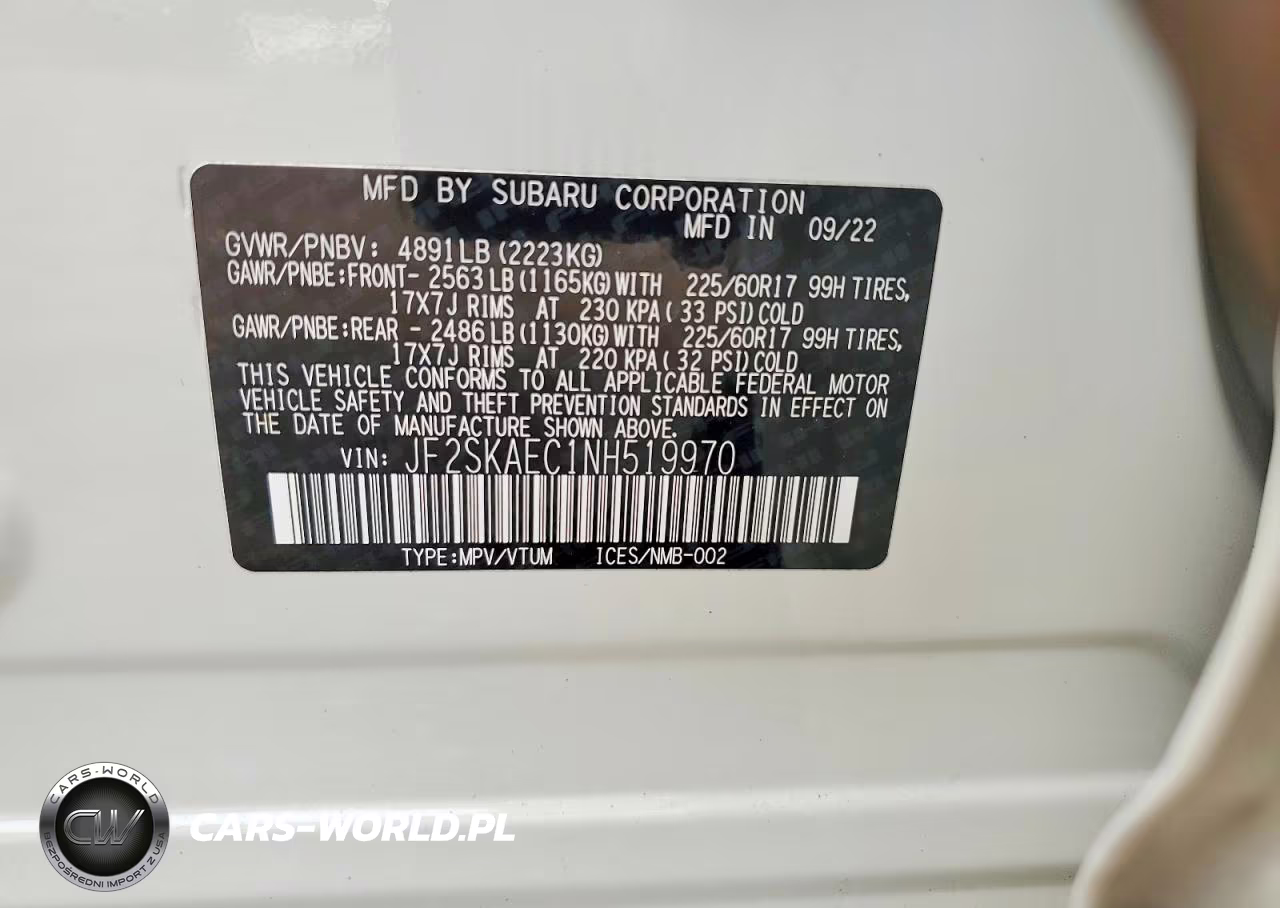 2022 Subaru Forester Premium VIN:JF2SKAEC1NH519970 - 14