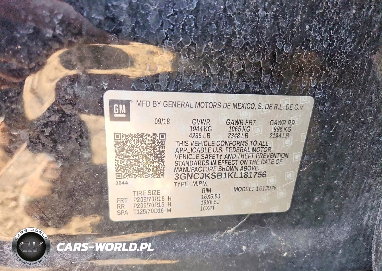 2019 Chevrolet Trax Ls VIN:3GNCJKSB1KL181756 - 12