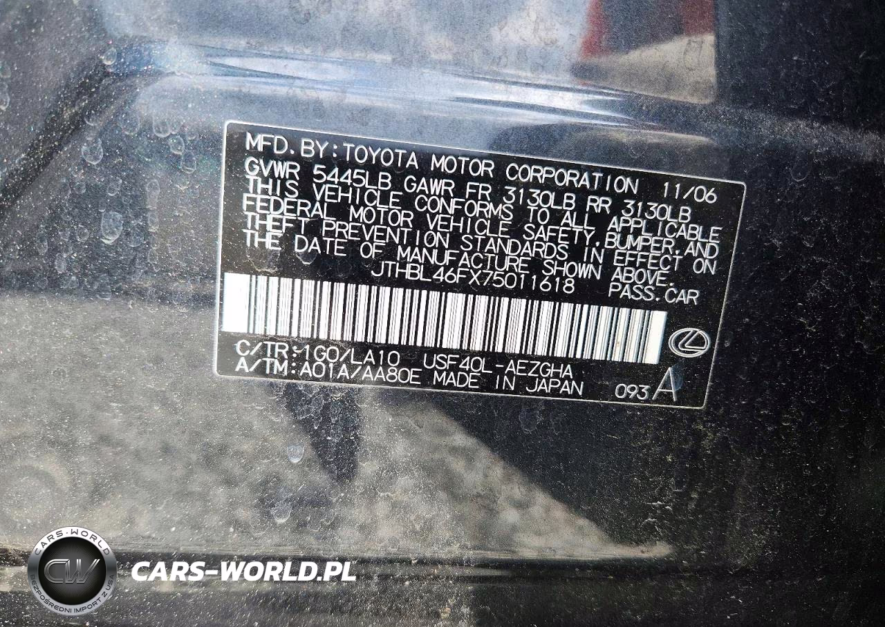 2007 Lexus Ls 460 Base VIN:JTHBL46FX75011618 - 12