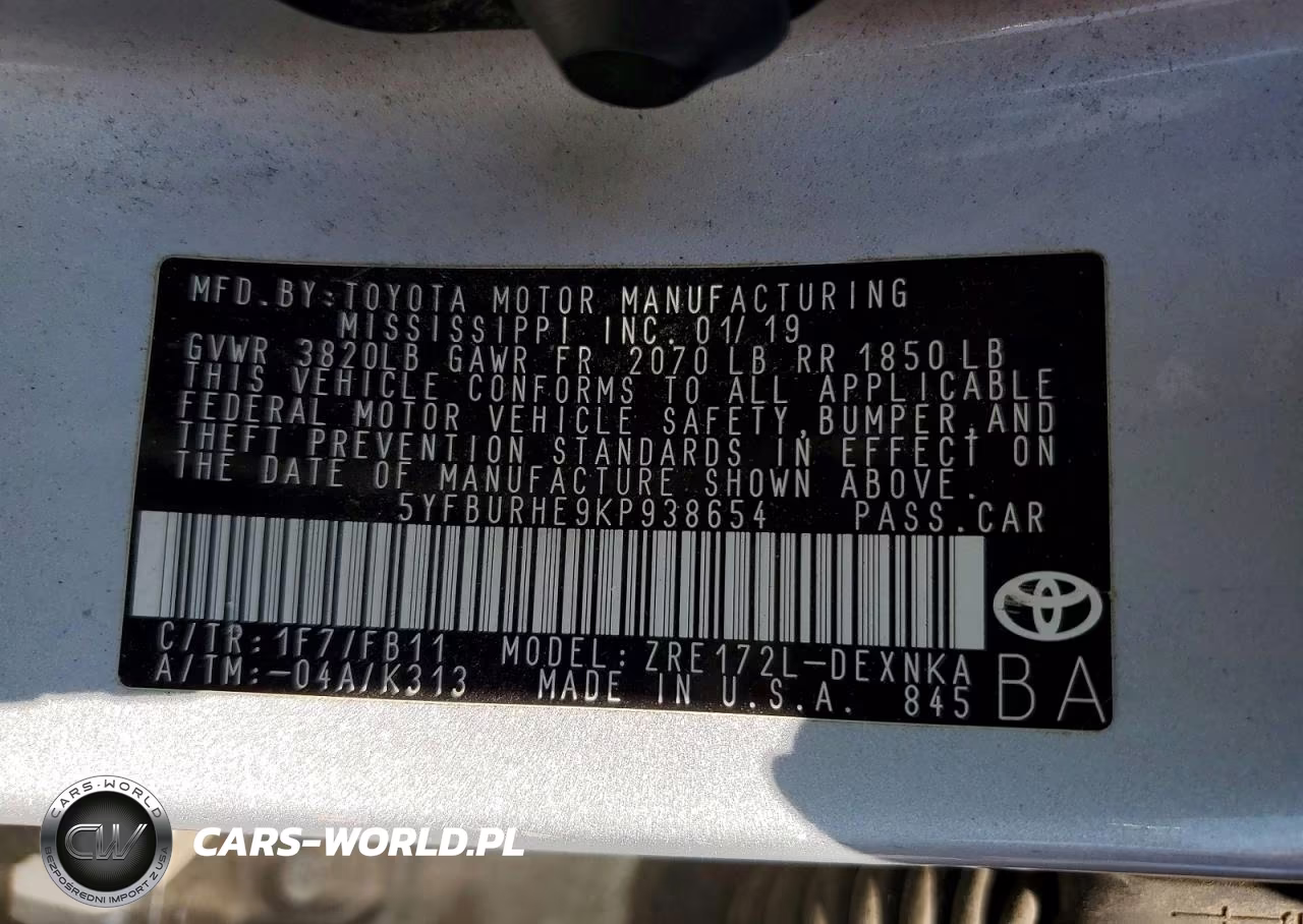 2019 Toyota Corolla Le VIN:5YFBURHE9KP938654 - 12