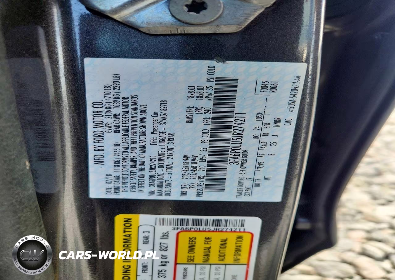 2018 Ford Fusion Se Hybrid VIN:3FA6P0LU5JR274211 - 12