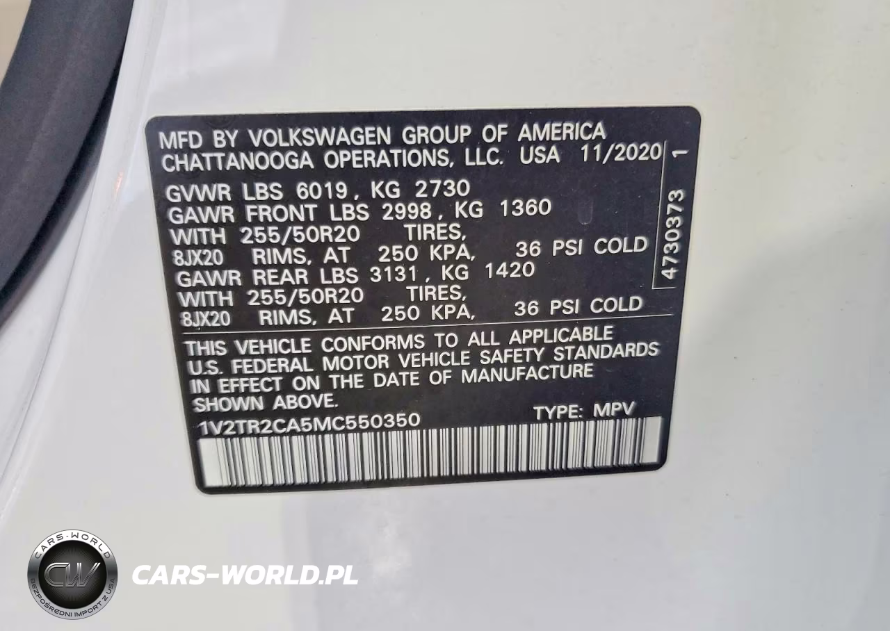 2021 Volkswagen Atlas VIN:1V2TR2CA5MC550350 - 14
